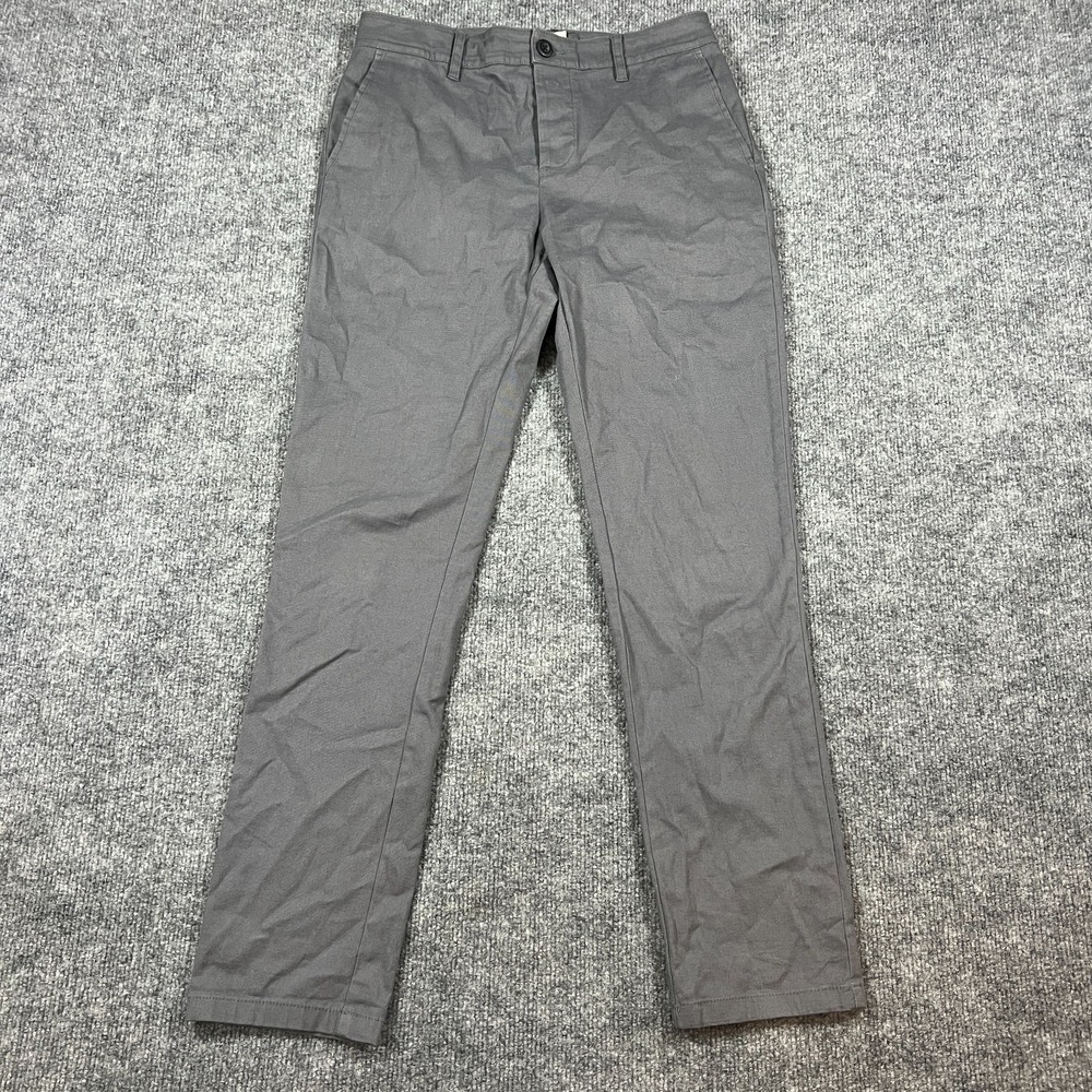 Asos Chinos Pants Mens 28 Gray Cotton Stretch Mid Rise Slim Fit Tapered Leg